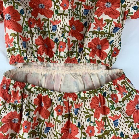 &merci women's large Floral Dress open back Red white cream bridal garden sun - Picture 6 of 12